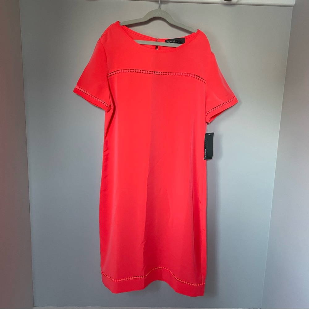 Donna Ricco New York Vibrant Coral Sheath Dress Woman’s Size 8 Tropical Vacation